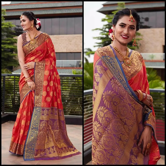 Sensational Banarasi Silk Blend Zari Woven Saree