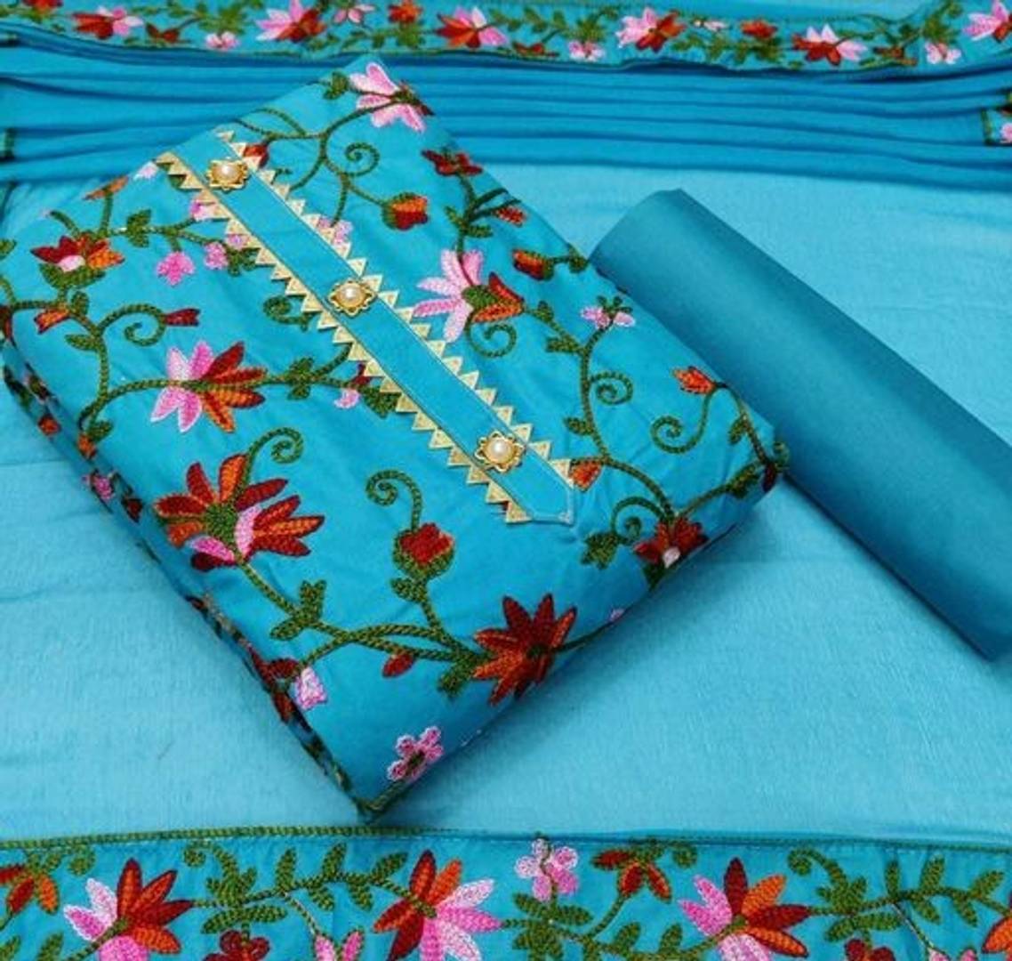 Designer Cotton Embroidered Salwar Suit Dress Material