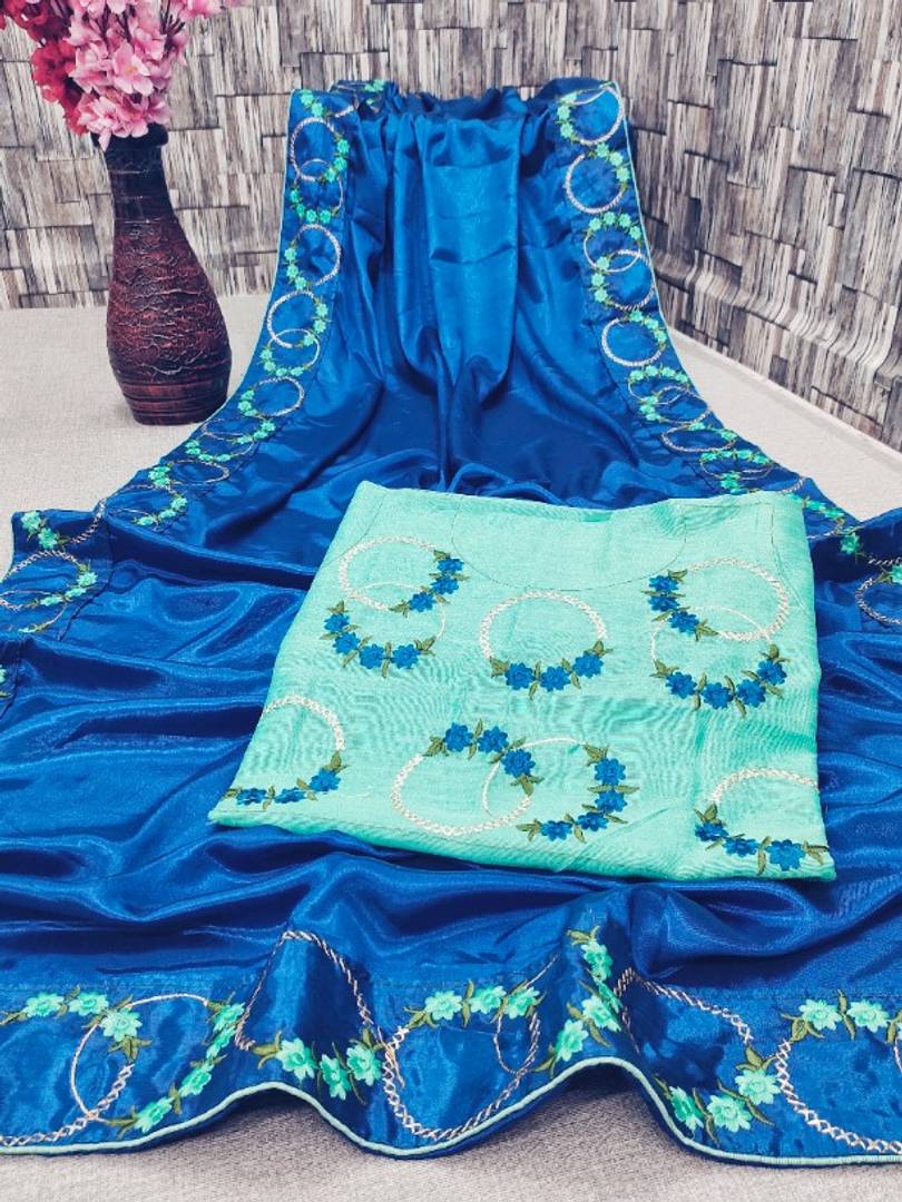 Beautiful Silk Blend Embroidered Saree