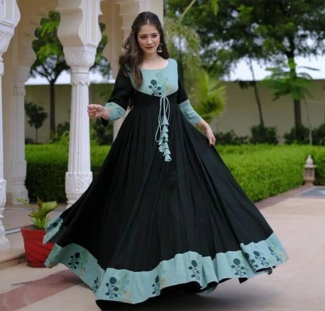 Elegant Rayon Printed Gown