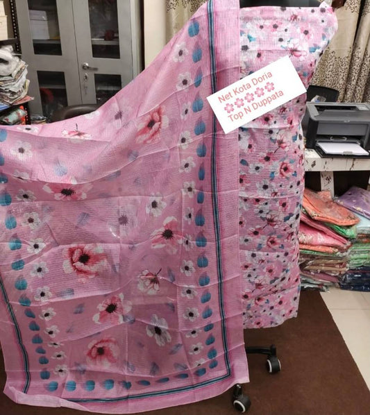 Stylish Kota Doria Cotton Printed Salwar Suit Dress Material