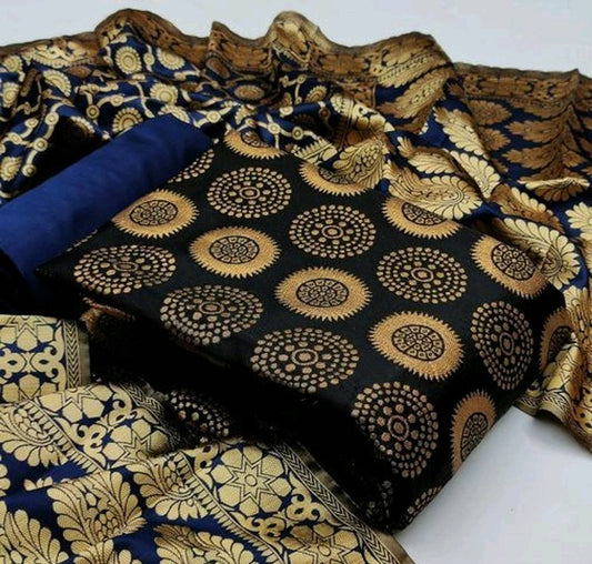 Adorable Banarasi Silk Jacquard Weave Salwar Suit Dress Material