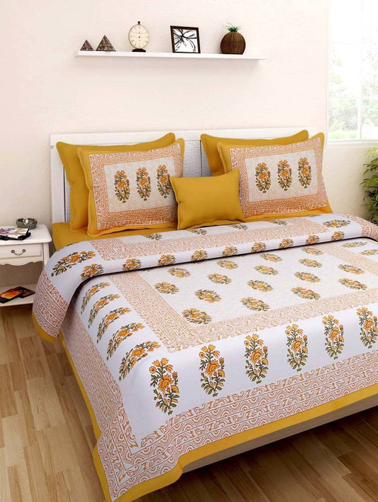 Beautiful Cotton Printed Double Bedsheet With Pillow Covers