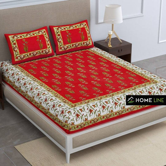 Sizzling Cotton Printed Double Bedsheet With 2 Pillow Covers