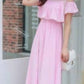 Pink Cold Shoulder Long Maxi Dress
