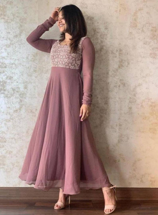 Classy Georgette Embroidered Gown