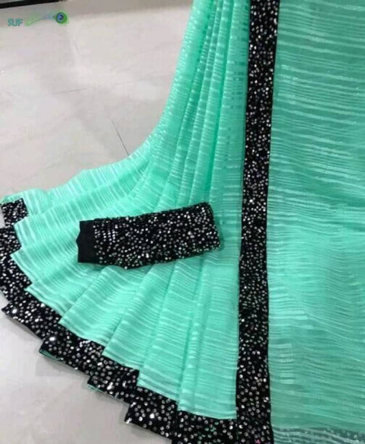 Fabulous Georgette Sequence Lace Border Work Saree