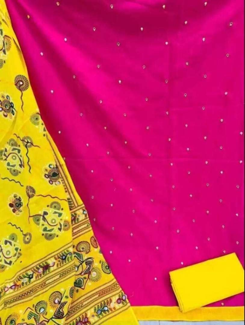 Dazzling Cotton Slub With Mirror Work Salwar Suit Dress Material