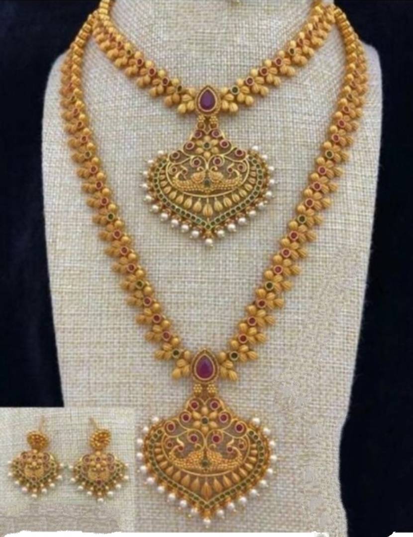 Stylish Alloy Gold Plated Pearl Work Jewellery Set