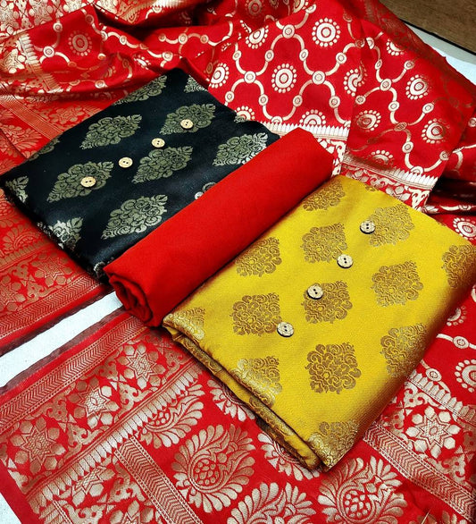 Trendy Banarasi Silk Two Tops Salwar Suit Dress Material