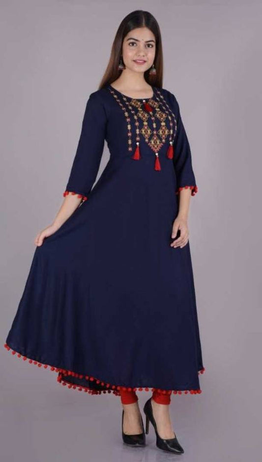 Attractive Embroidered Rayon Gown