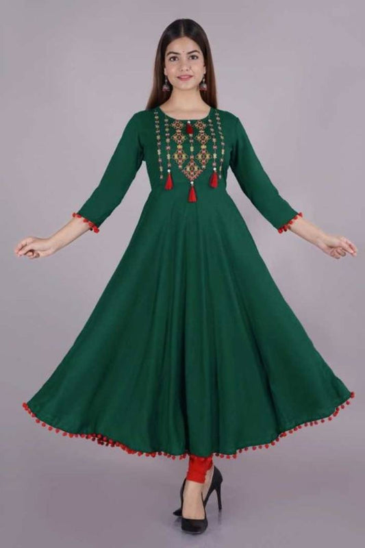 Attractive Embroidered Rayon Gown