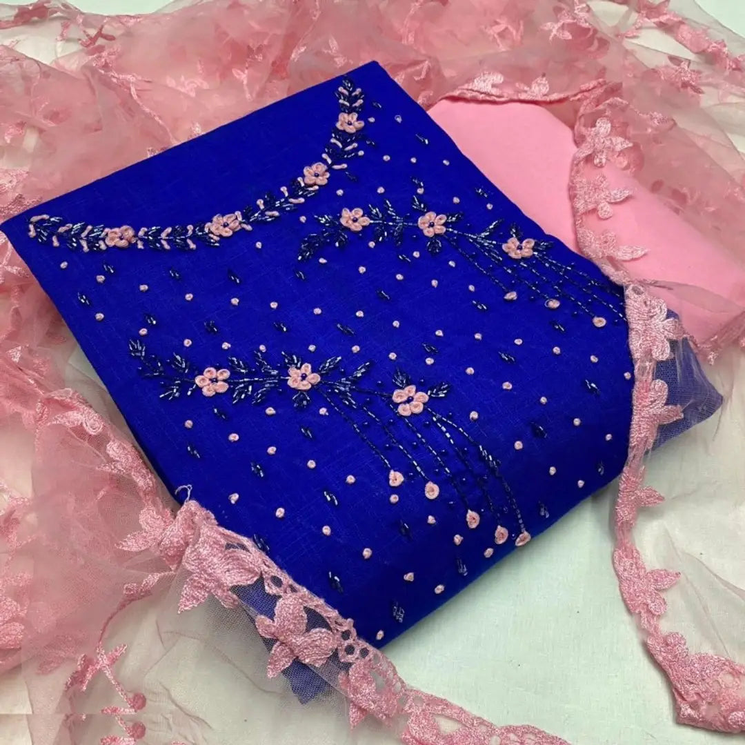 Sensational Cotton Embroidered Salwar Suit Dress Material