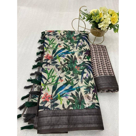 Stylish Linen Printed Saree