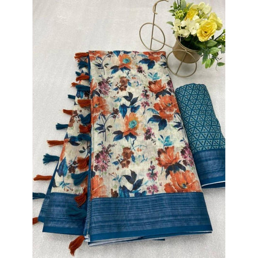 Stylish Linen Printed Saree