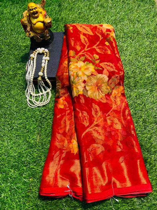 Chiffon Brasso Silk Zari Woven Saree