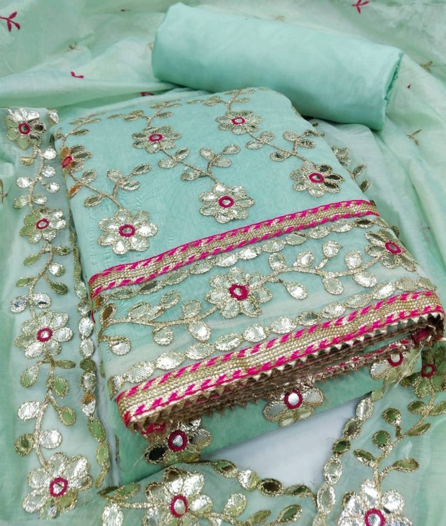 Partywear Chanderi Silk Salwar Suit Dress Material