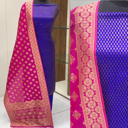 Amazing Jacquard Weave Banarasi Silk Salwar Suit Dress Material