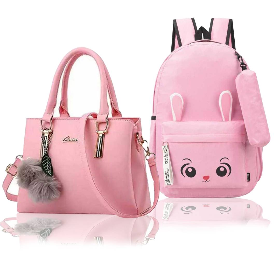 Trendy PU Hand Bag And Backpack Combo
