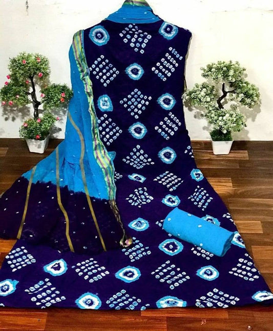 Designer Cotton Bandhani Printed Salwar Suit Dress Material