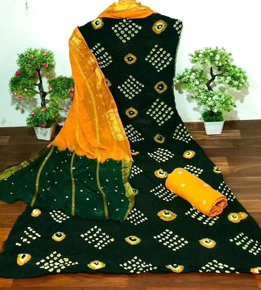 Designer Cotton Bandhani Printed Salwar Suit Dress Material