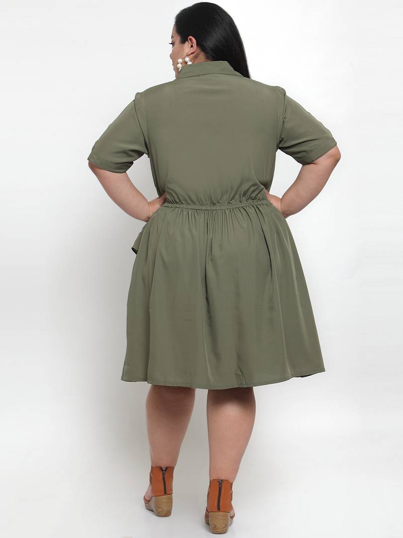 Stylish Crepe Solid Knee Length Dress