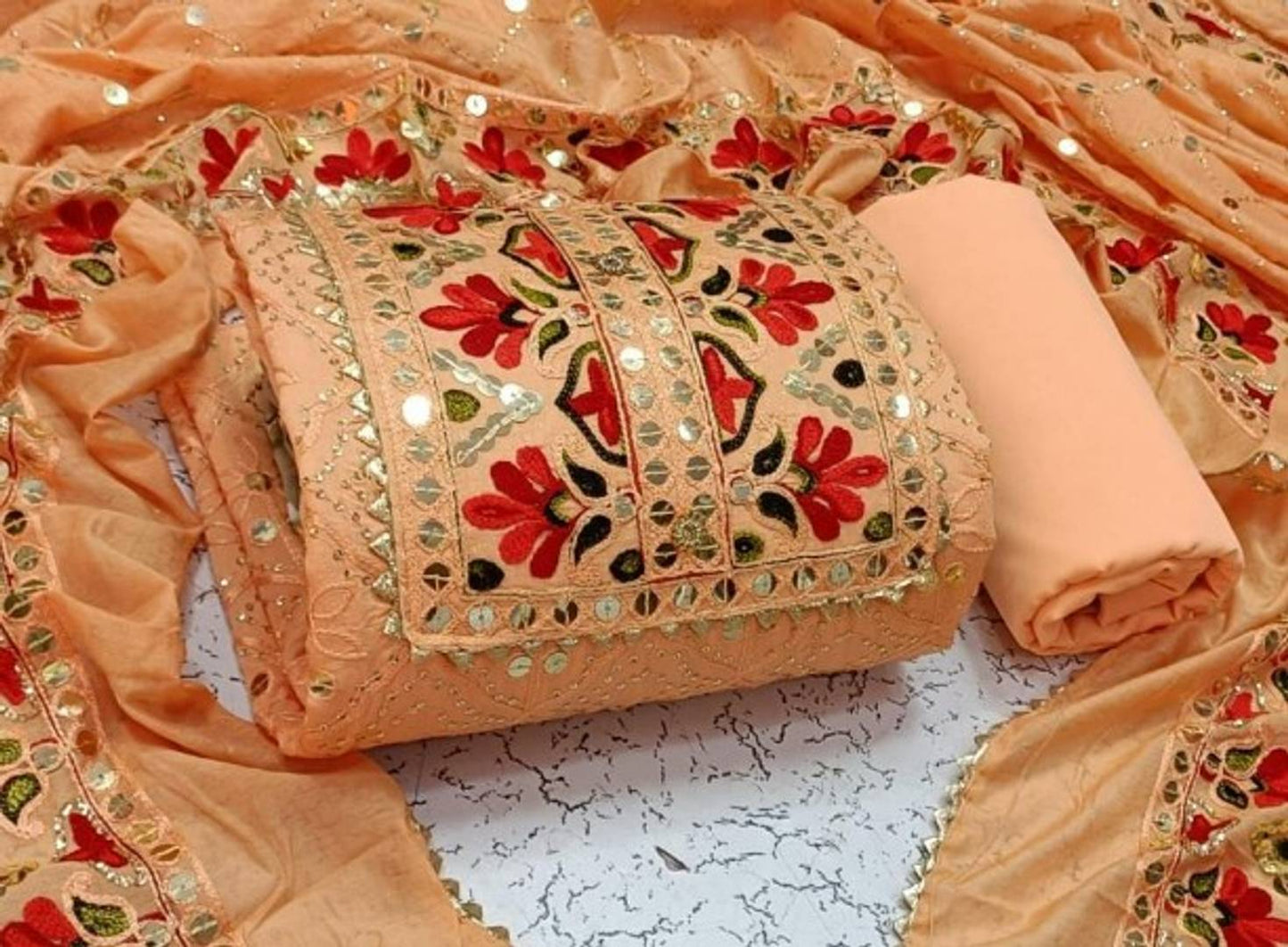 Elegant Dyable Chanderi Sequence Work Salwar Suit Dress Material