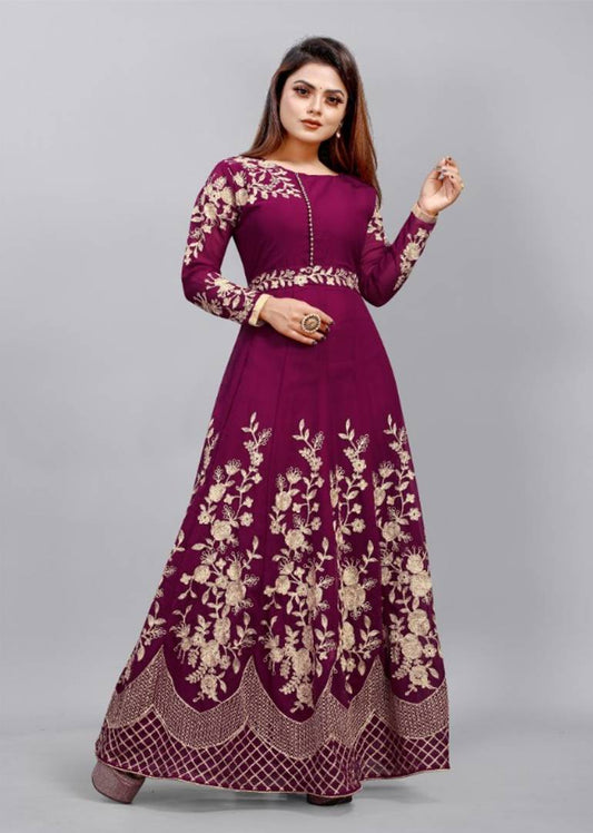 Partywear Georgette Embroidered Gown