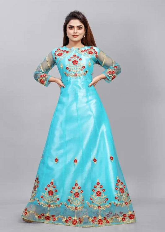 Ethnic Net Embroidered Gown