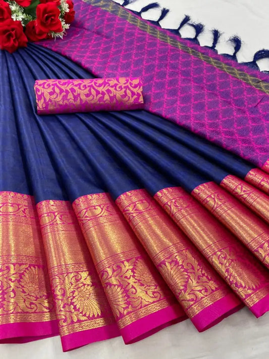 Awesome Cotton Silk Saree With Blouse Piece