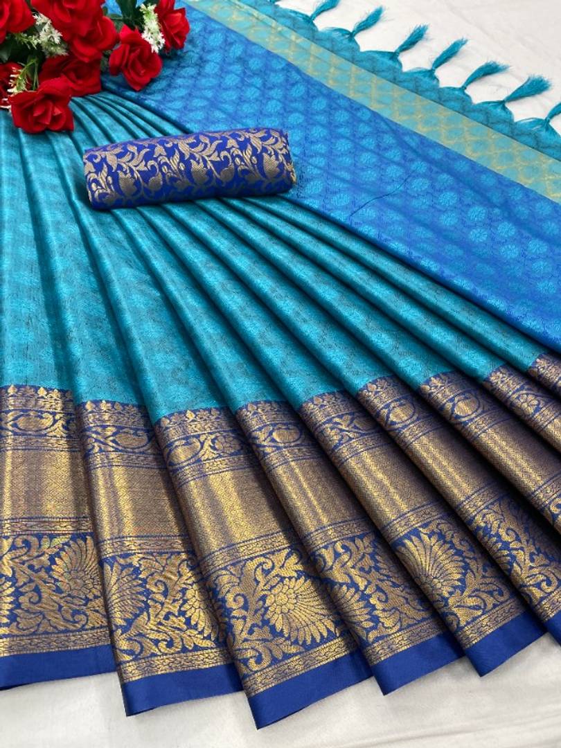 Awesome Cotton Silk Saree With Blouse Piece