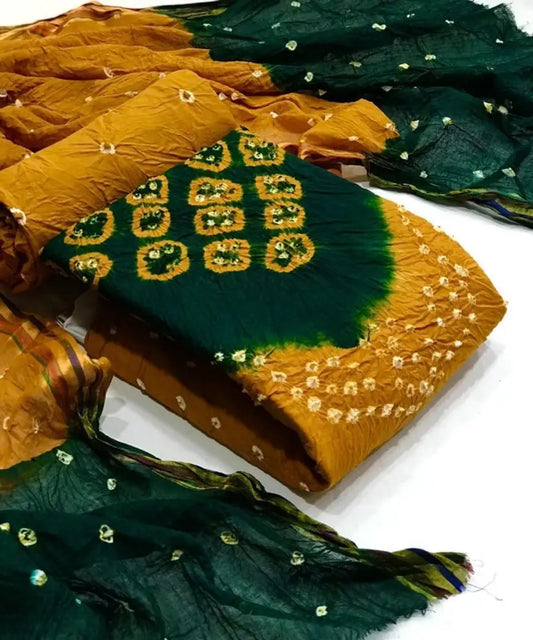 Attractive Cotton Bandhani Printed Salwar Suit Dress Material