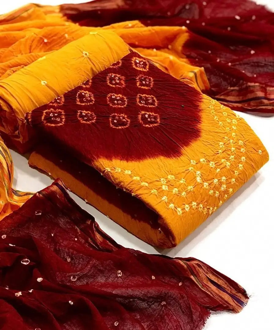 Attractive Cotton Bandhani Printed Salwar Suit Dress Material