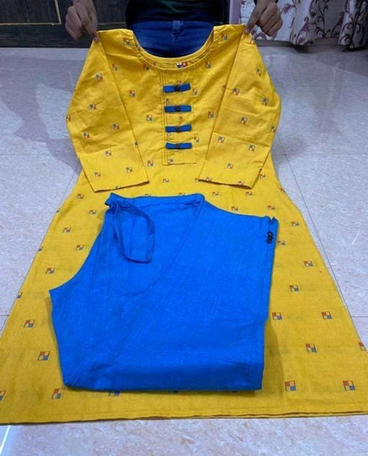 Fancy Khadi Cotton Printed Kurta Pant Set
