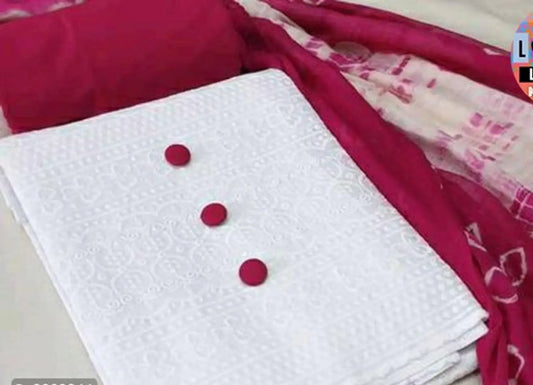 Adorable Cotton Chikankari Salwar Suit Dress Material