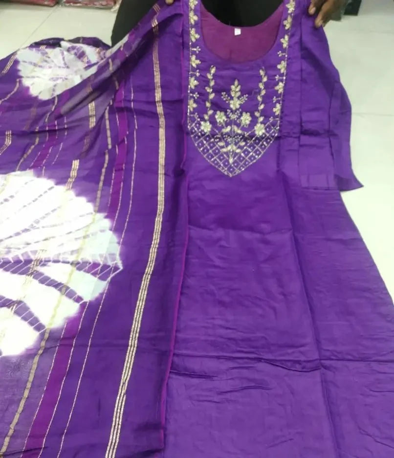 Classic Silk Embroidered Kurta Bottom Dupatta Set