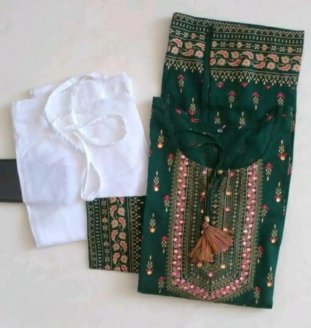 Magnificent Rayon Embroidered Kurta Bottom Set