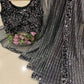 Trendy Net Embellished Saree with Blouse piece