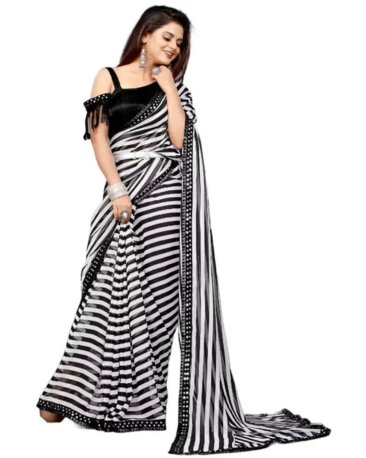 Stylish Georgette Printed Saree with Blouse piece