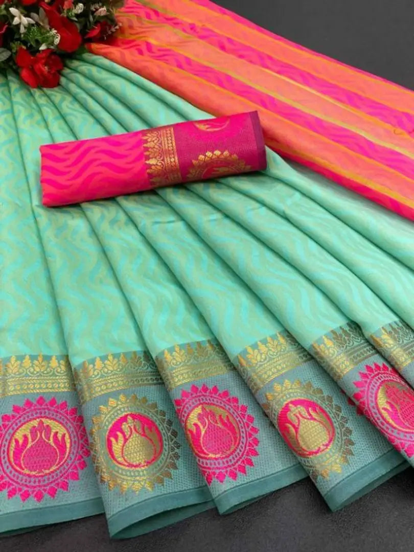 Sizzling Cotton Silk Woven Jacquard Border Saree