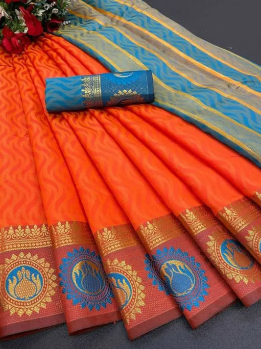Sizzling Cotton Silk Woven Jacquard Border Saree