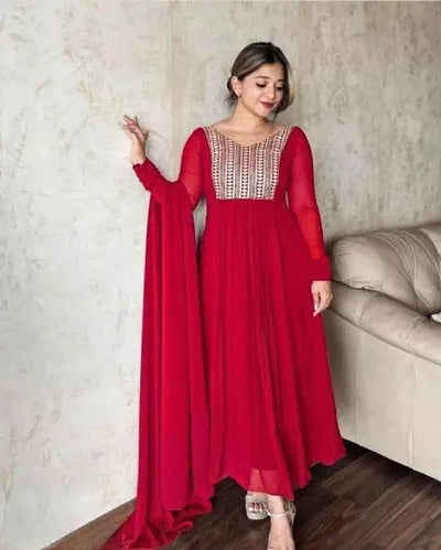 Classic Georgette Gown with Dupatta