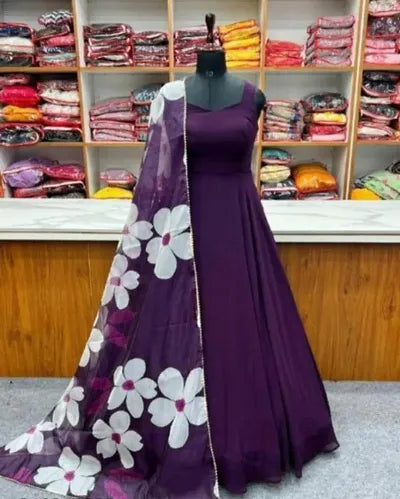 Stylish Georgette Gown With Dupatta