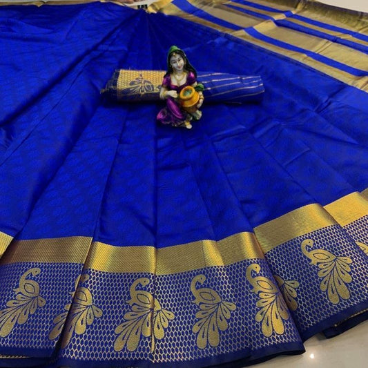 Attractive Woven Zari Border Kanjivaram Silk Saree