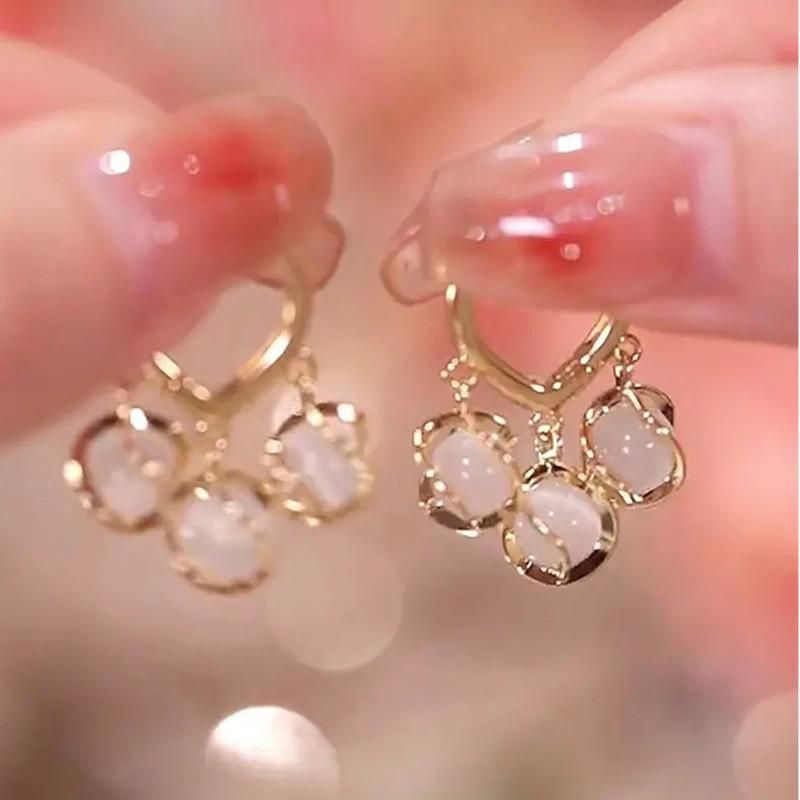 Stylish Gold Plated Opal Stud Earring Set