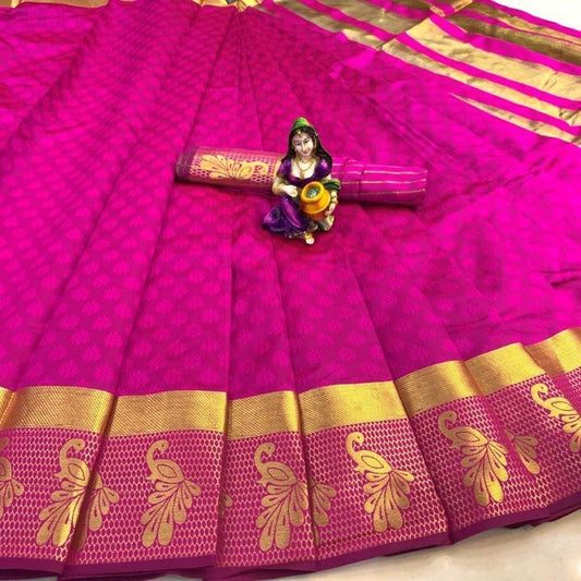 Attractive Woven Zari Border Kanjivaram Silk Saree