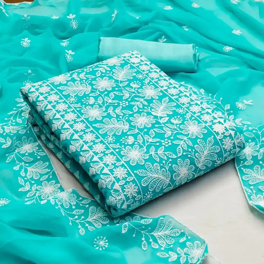 Elegant Georgette Embroidered Salwar Suit Dress Material