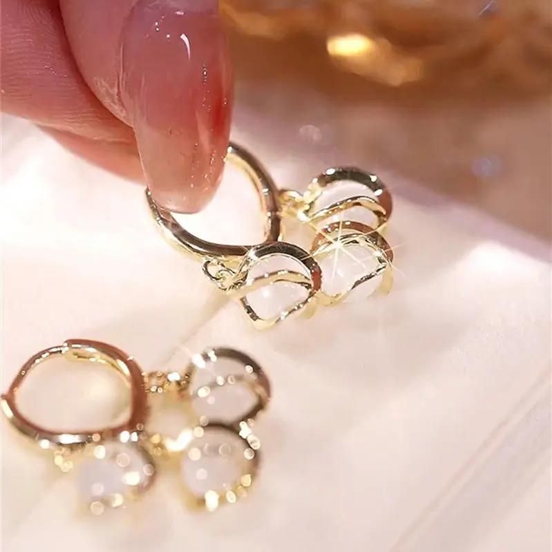 Stylish Gold Plated Opal Stud Earring Set