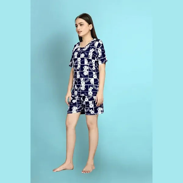 Amazing Printed Nightwear with Top Shorts And Pyjama