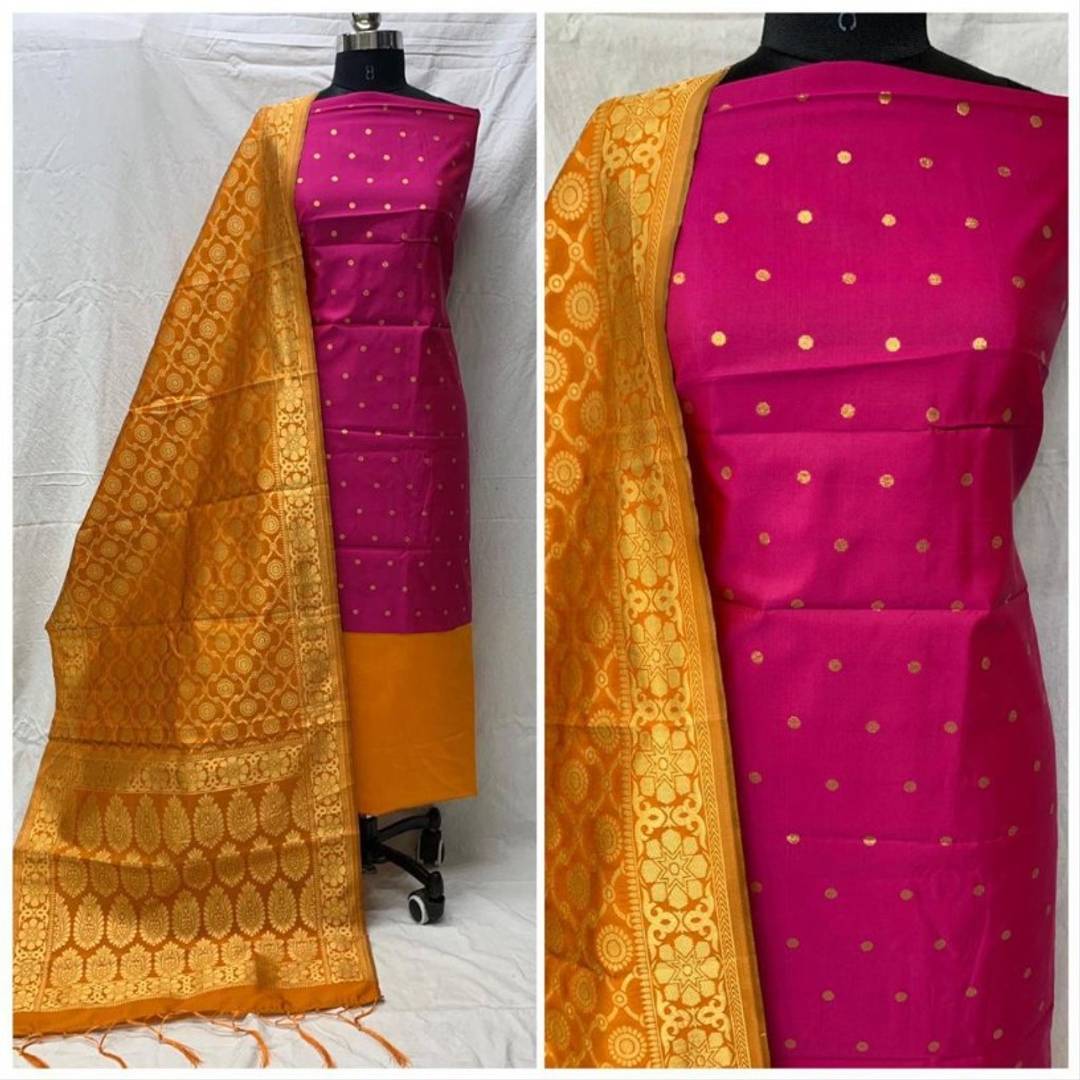 Stylish Taffeta Zari Butta Work Salwar Suit Dress Material